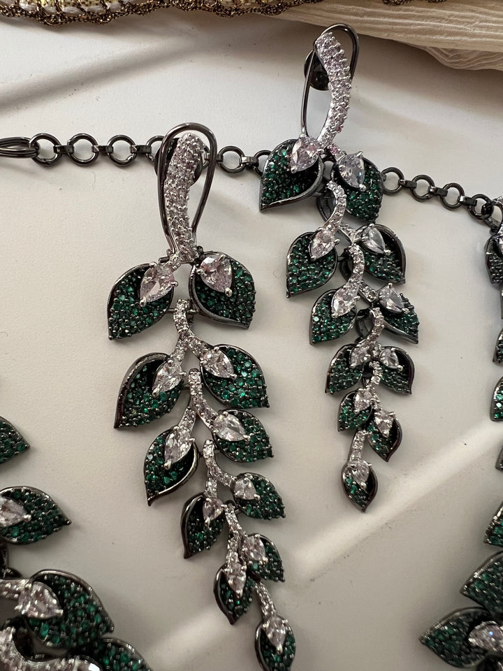 Elegant Designer Leaf Necklace Set | SHIVKA | Brass, Copper & Silver | Perfect for Destination Weddings