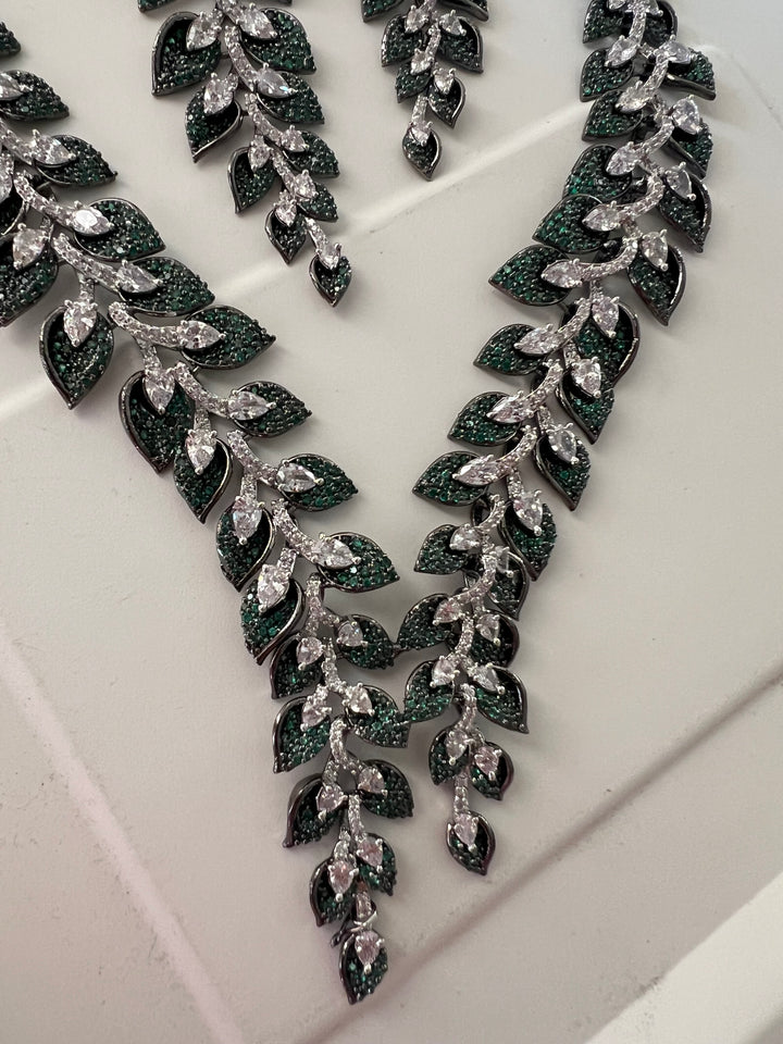 Elegant Designer Leaf Necklace Set | SHIVKA | Brass, Copper & Silver | Perfect for Destination Weddings