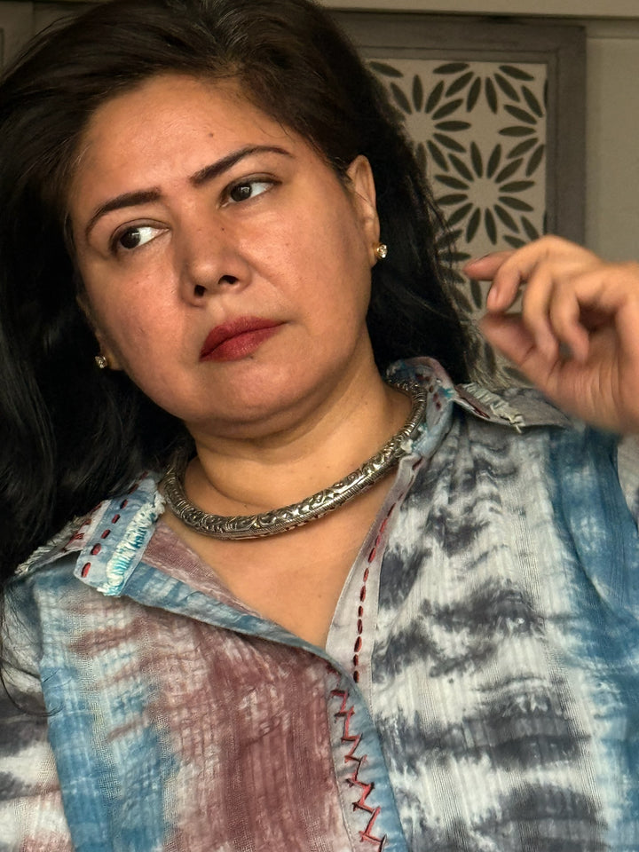 Tribal 925 Silver Hasli Necklace | SHIVKA Boho Jewelry