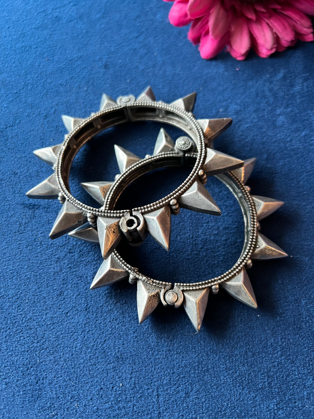 Elegant Brass Kadas - Premium Quality Silver Replica Set of Two