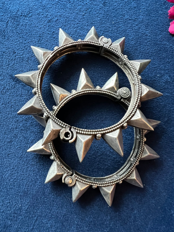 Elegant Brass Kadas - Premium Quality Silver Replica Set of Two