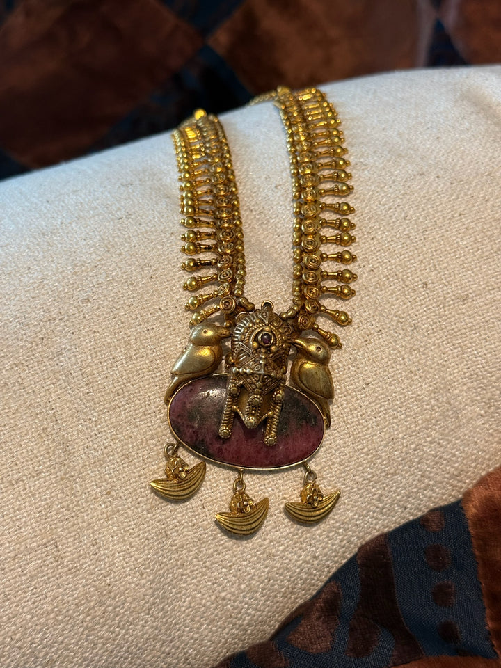 Twin Bird Ruby 925 Silver Necklace | SHIVKA