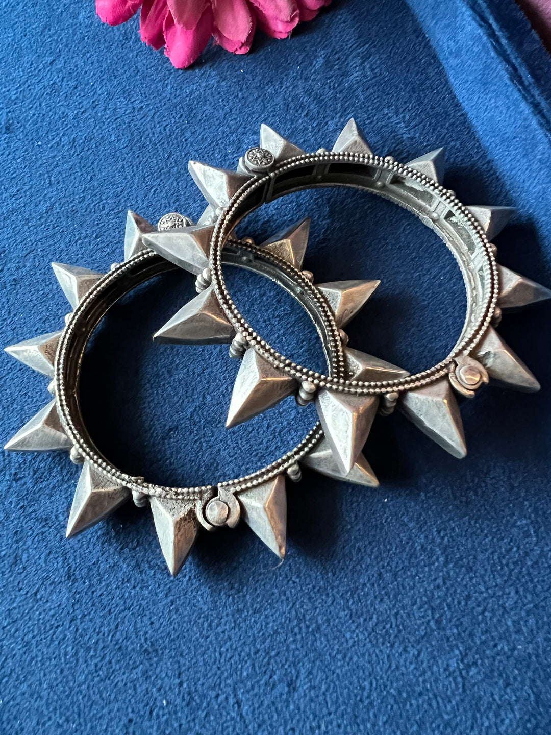 Elegant Brass Kadas - Premium Quality Silver Replica Set of Two