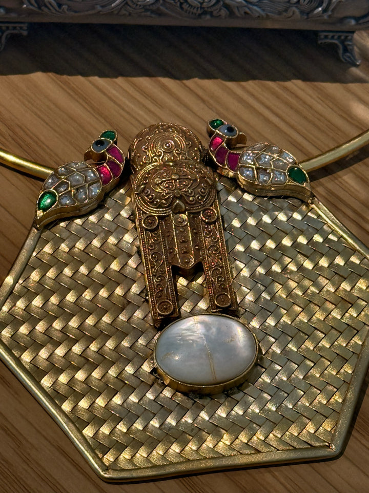 Twin Peacock MOP 925 Silver Necklace | SHIVKA