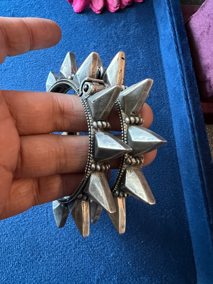 Elegant Brass Kadas - Premium Quality Silver Replica Set of Two