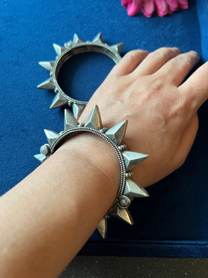 Elegant Brass Kadas - Premium Quality Silver Replica Set of Two