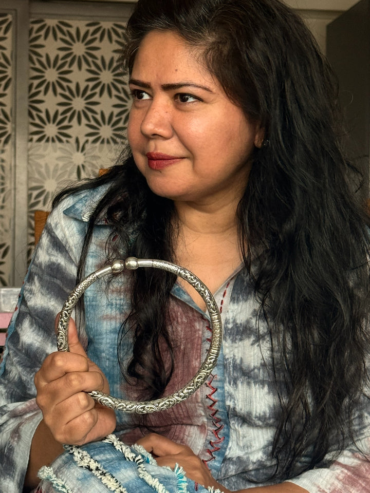 Tribal 925 Silver Hasli Necklace | SHIVKA Boho Jewelry