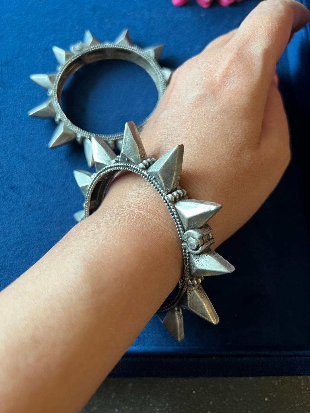 Elegant Brass Kadas - Premium Quality Silver Replica Set of Two