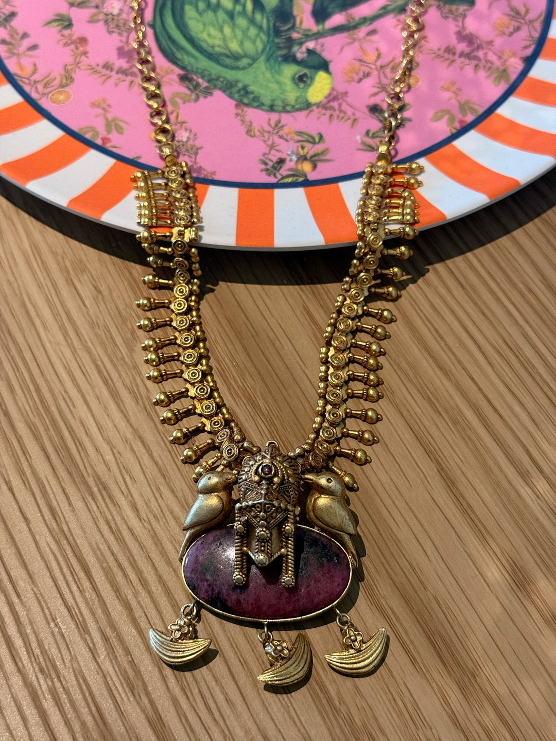 Twin Bird Ruby 925 Silver Necklace | SHIVKA