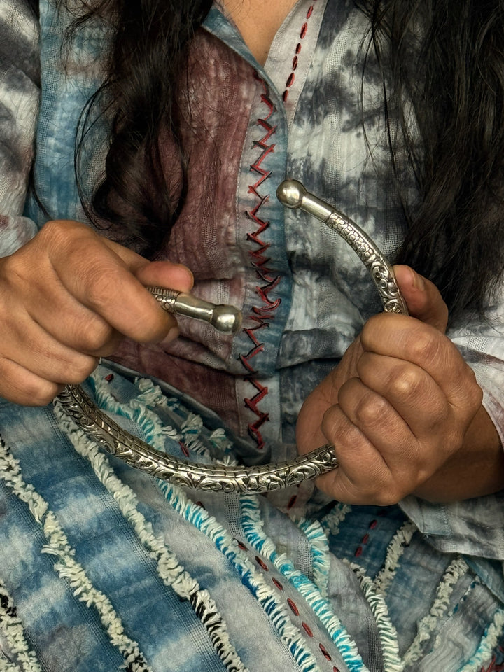 Tribal 925 Silver Hasli Necklace | SHIVKA Boho Jewelry