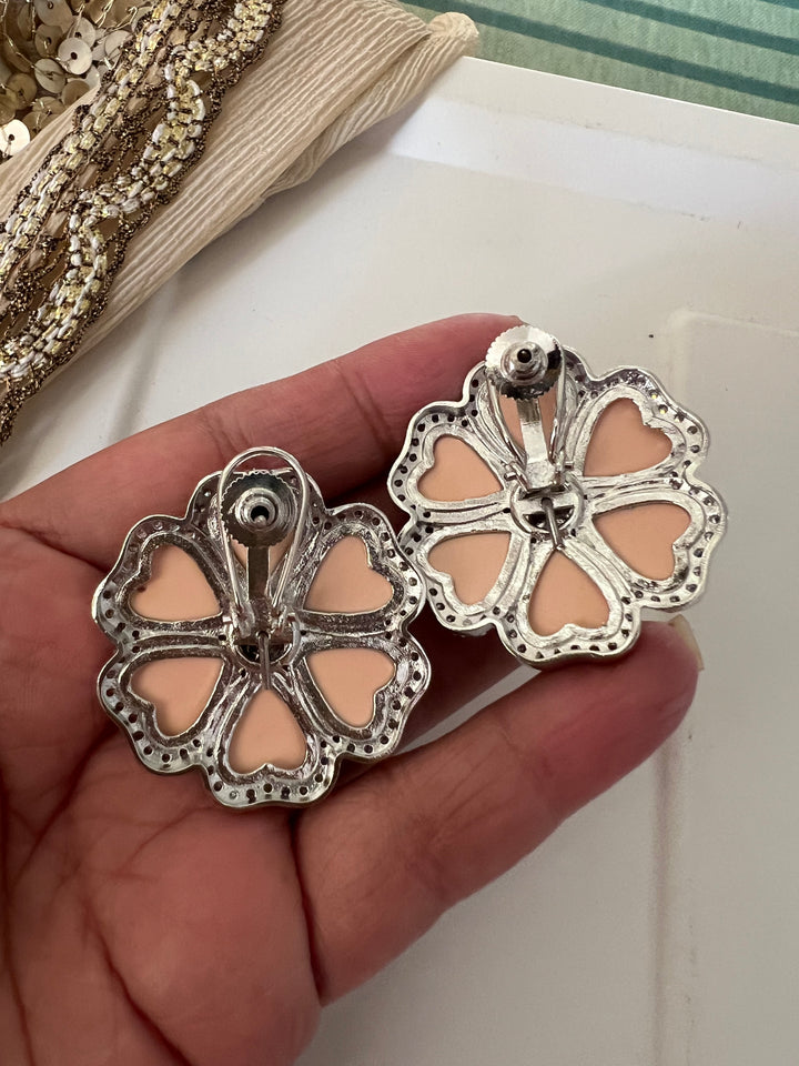 Elegant Designer Coral Stud Earrings | Brass & Stone Embellishments (Copy)