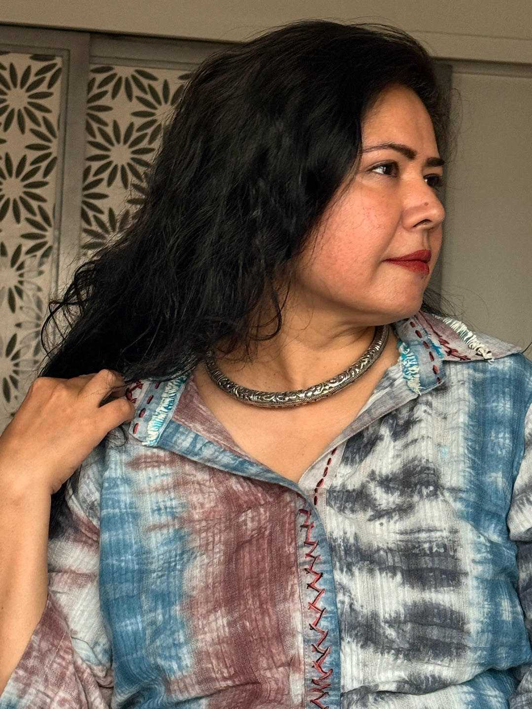 Tribal 925 Silver Hasli Necklace | SHIVKA Boho Jewelry