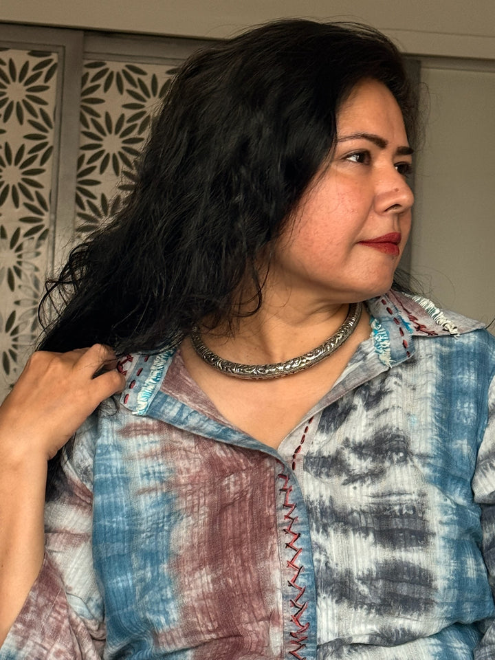 Tribal 925 Silver Hasli Necklace | SHIVKA Boho Jewelry