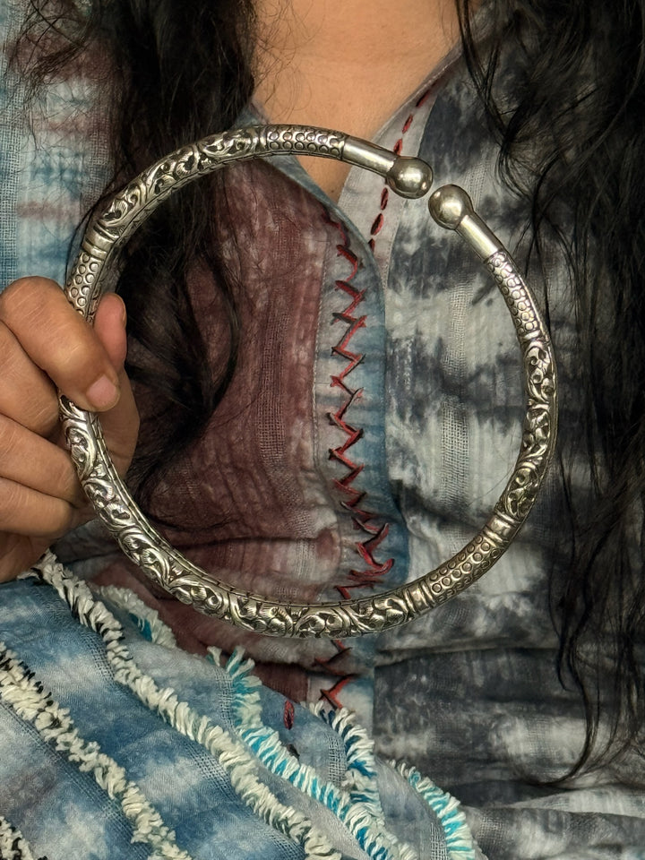 Tribal 925 Silver Hasli Necklace | SHIVKA Boho Jewelry