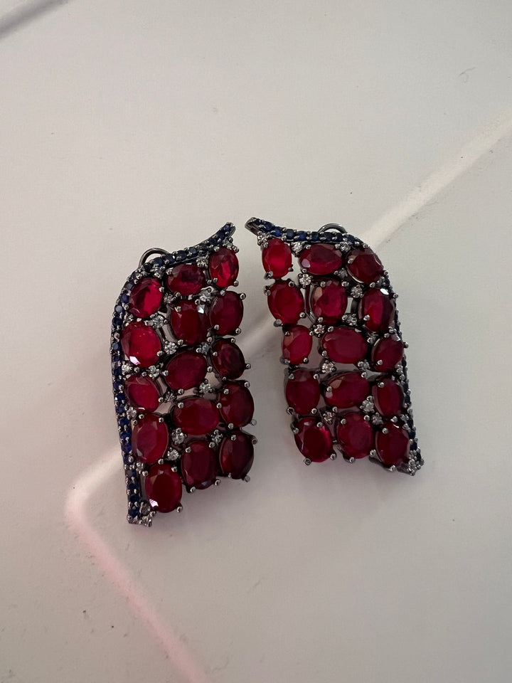 Elegant Designer Doublet Stone Stud Earrings | Brass & Stone Embellishments