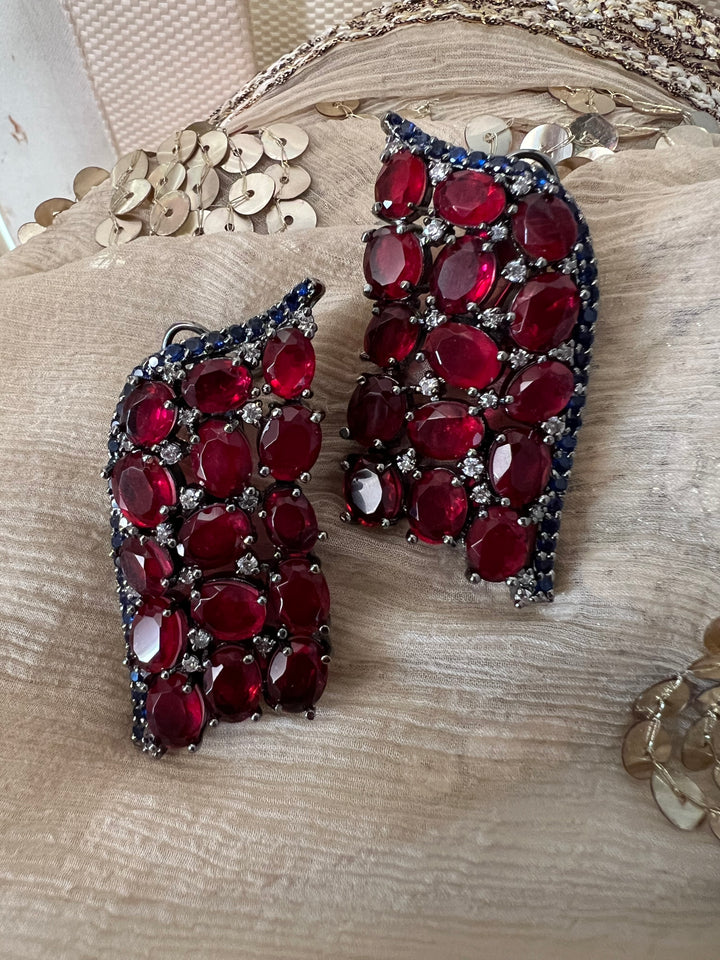 Elegant Designer Doublet Stone Stud Earrings | Brass & Stone Embellishments