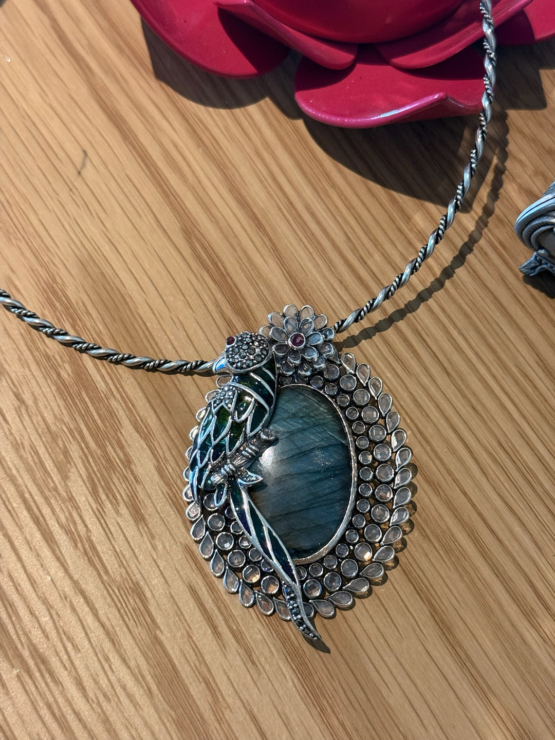 Parrot Labradorite 925 Silver Necklace | SHIVKA