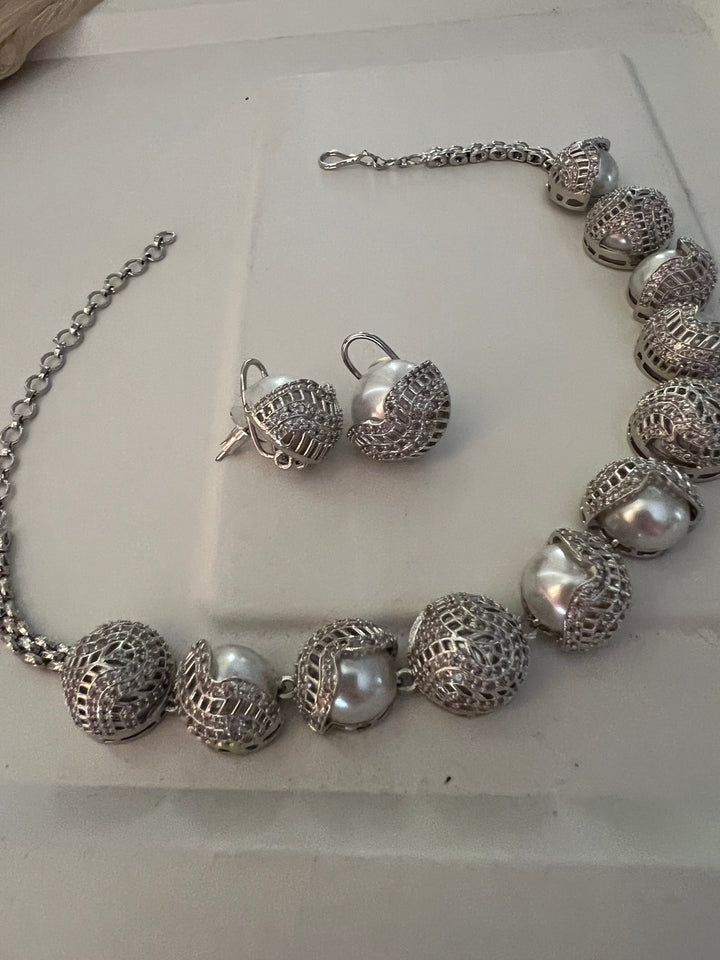 Elegant Designer Choker Necklace Set | SHIVKA | Brass, Copper & Silver | Perfect for Destination Weddings