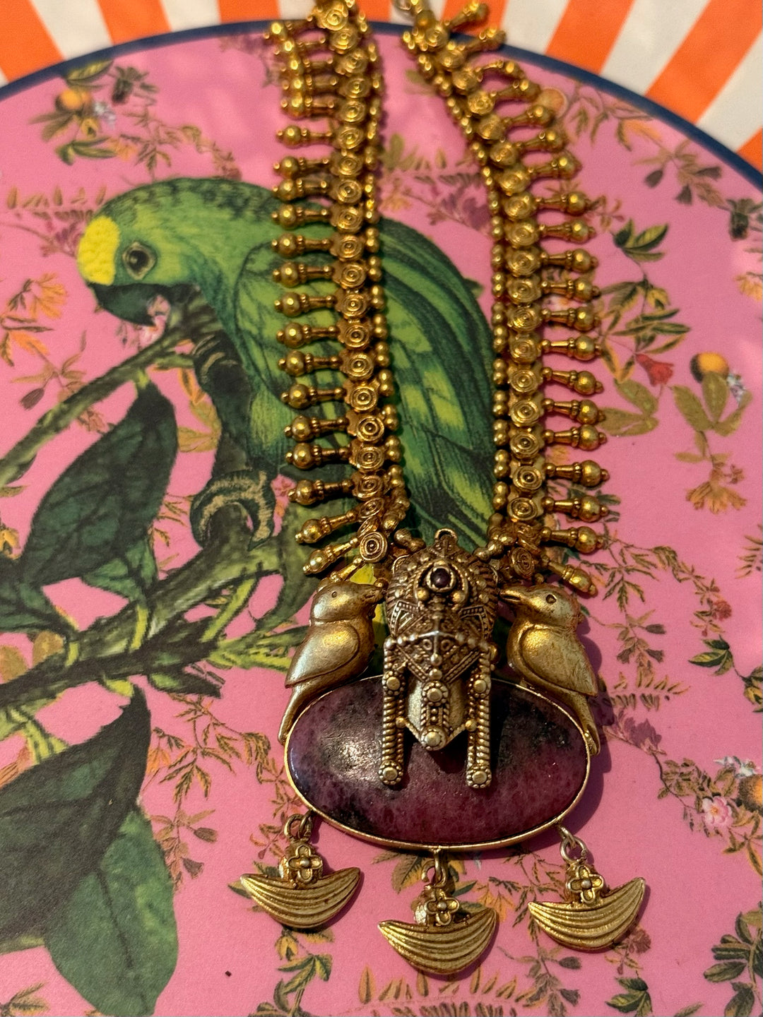 Twin Bird Ruby 925 Silver Necklace | SHIVKA