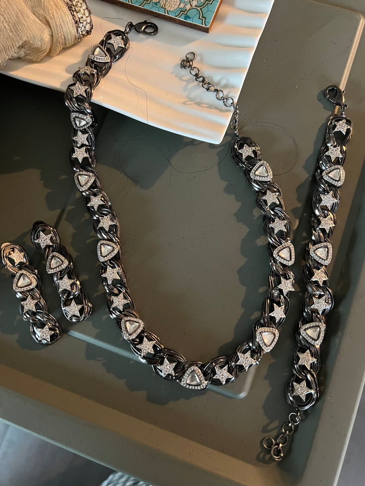 Designer Embellished Necklace Set with Bracelet - Unmatched Quality and Style