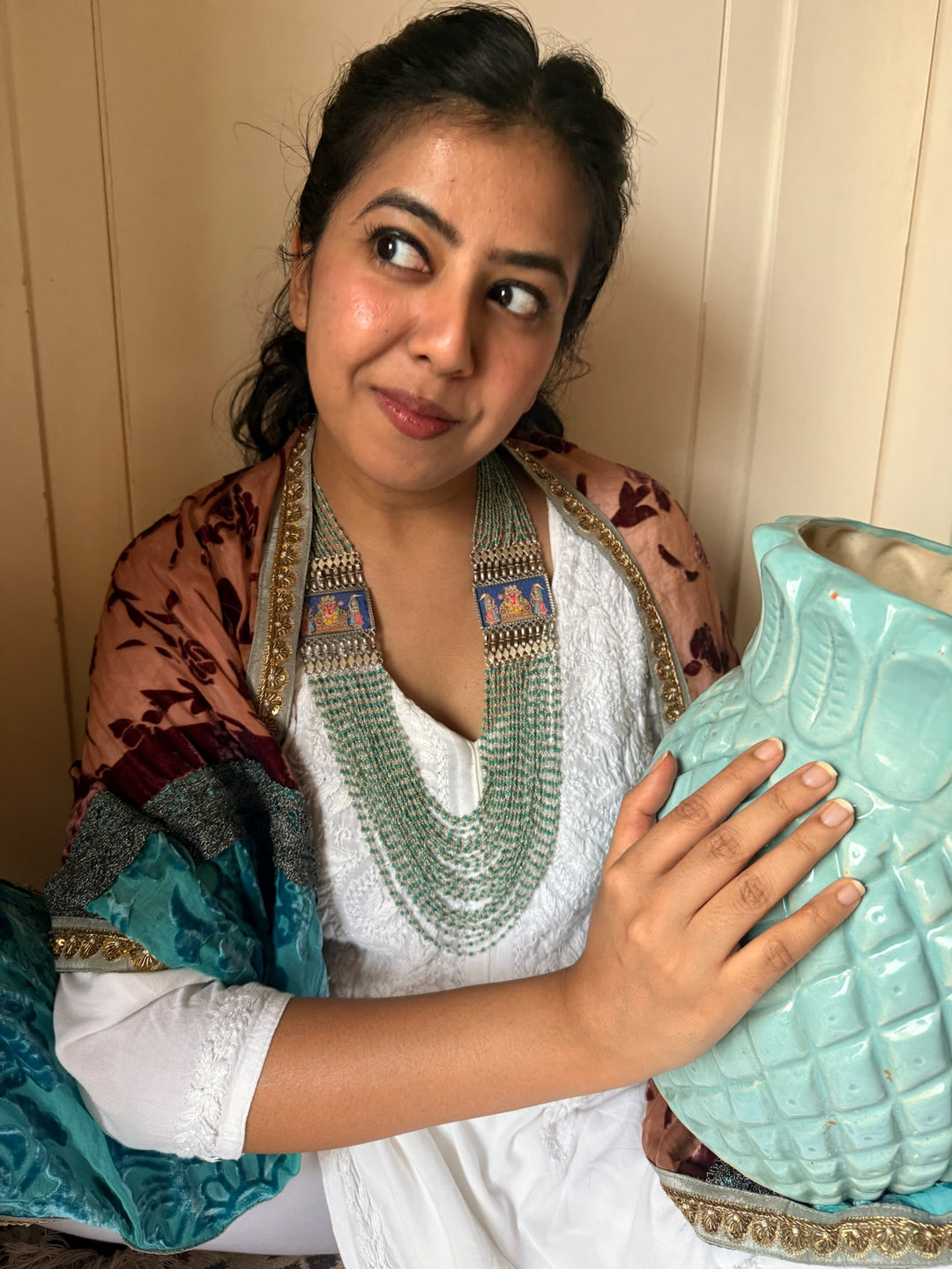 Handmade 925 Silver Turquoise Beads Necklace | SHIVKA