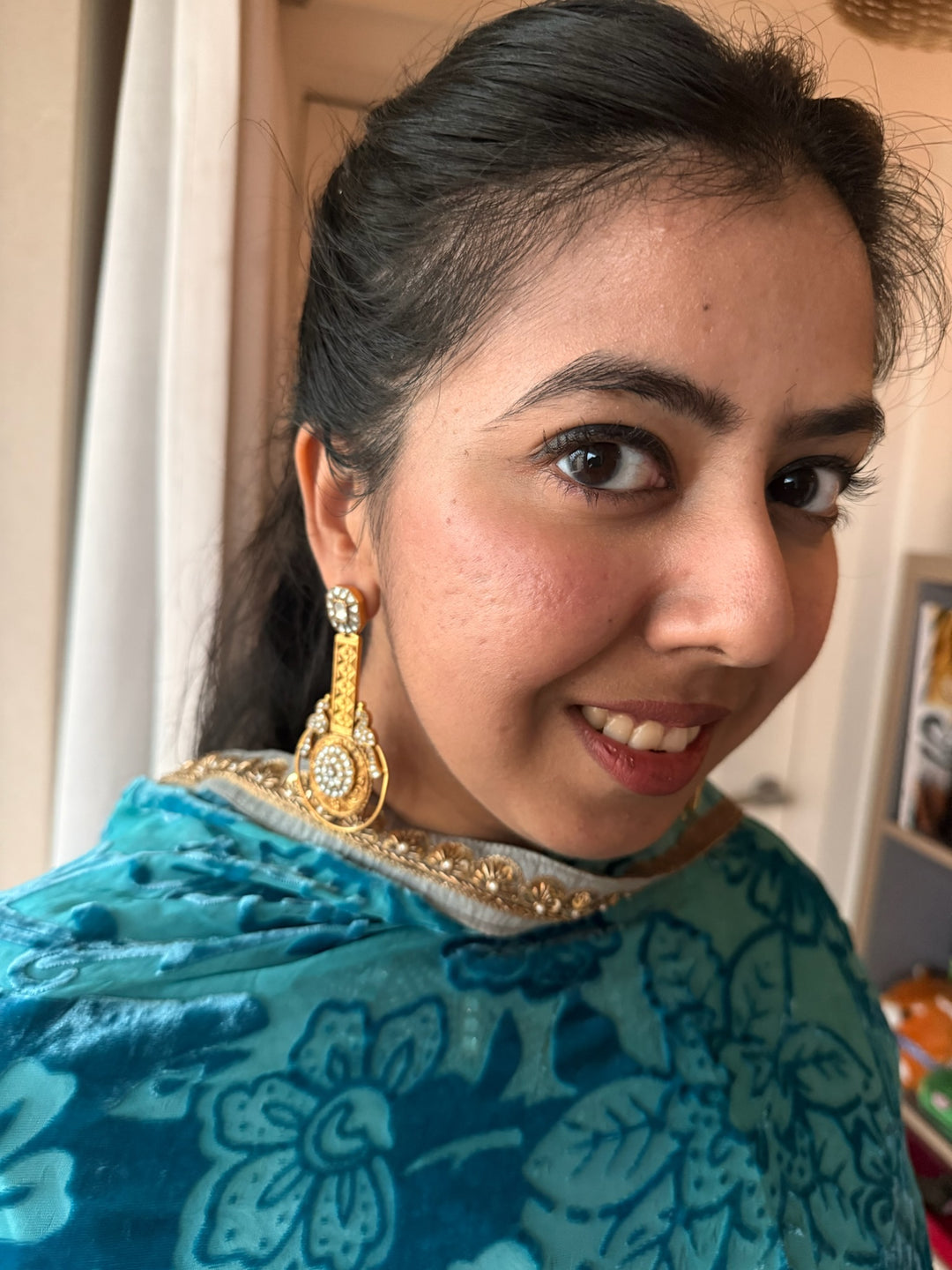 925 Silver Twin Peacock Kundan Earrings | SHIVKA