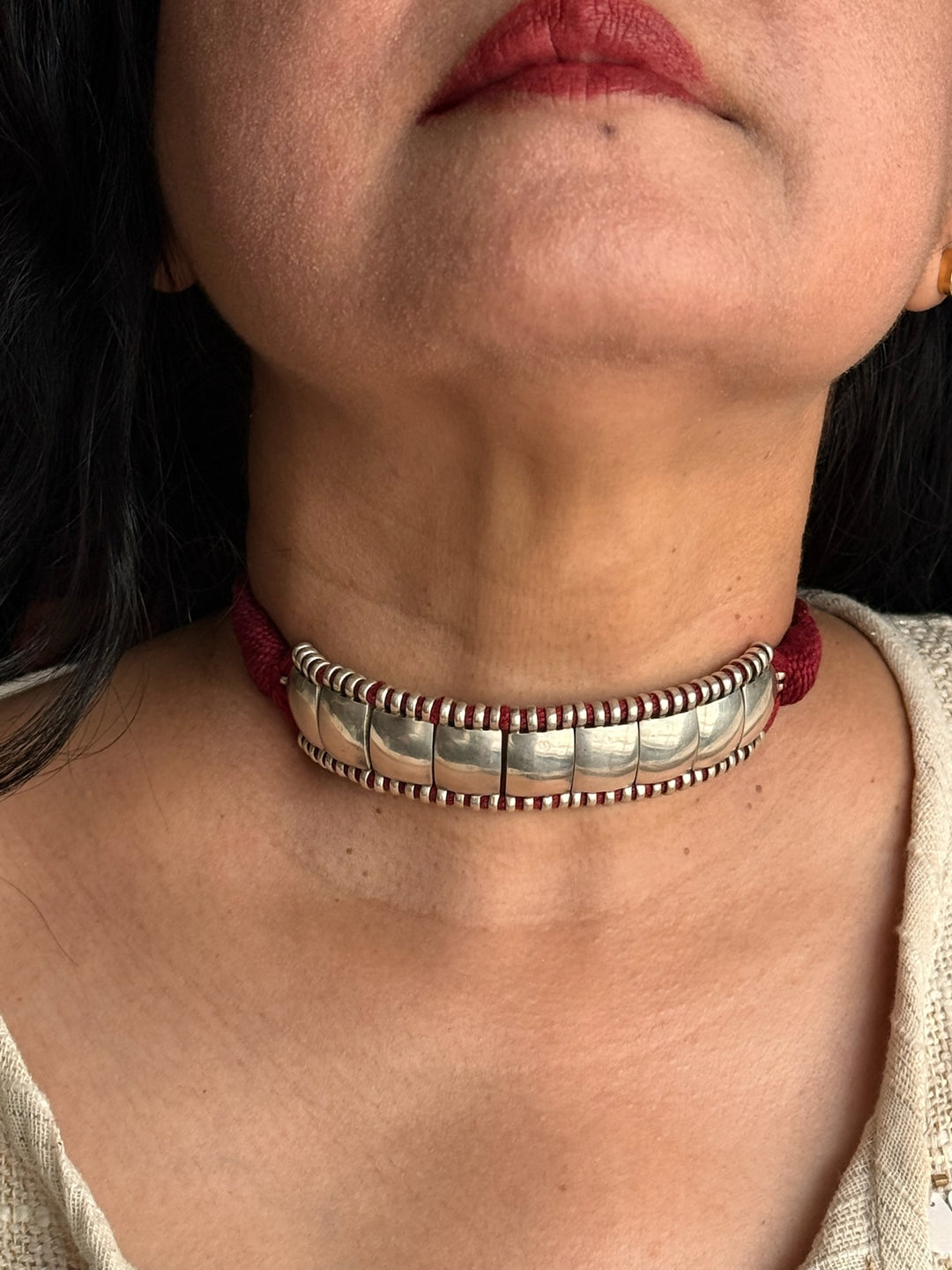 925 Silver Choker Necklace | Adjustable Dori | SHIVKA
