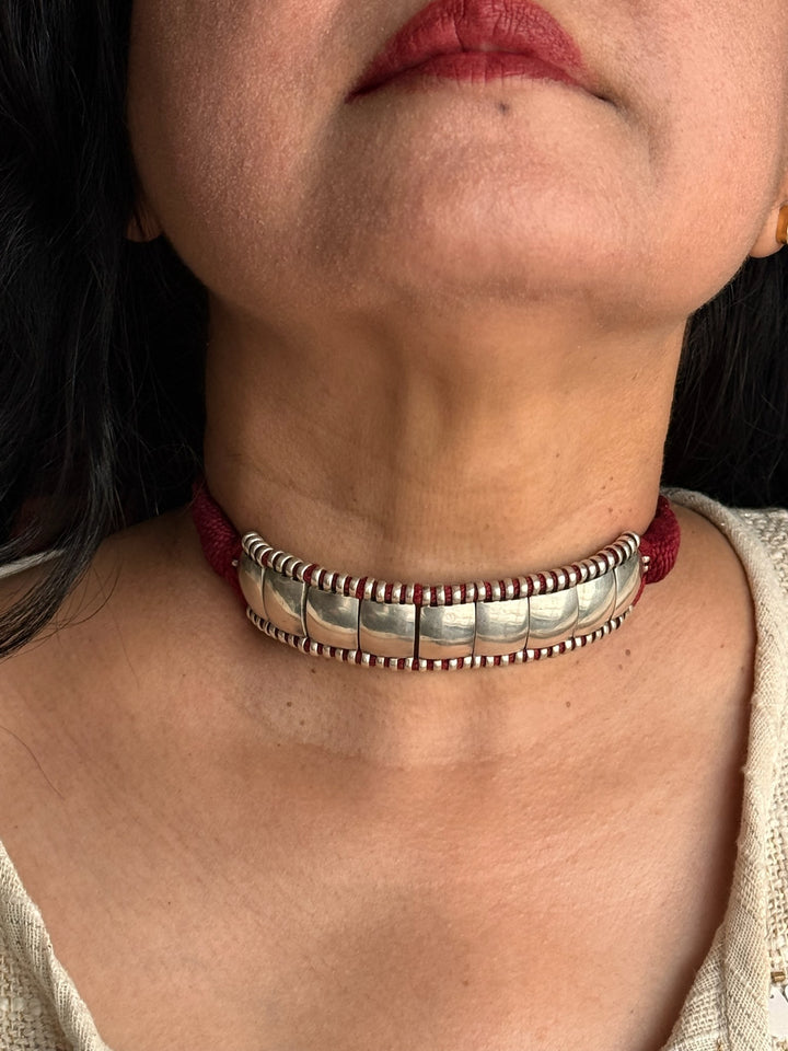 925 Silver Choker Necklace | Adjustable Dori | SHIVKA