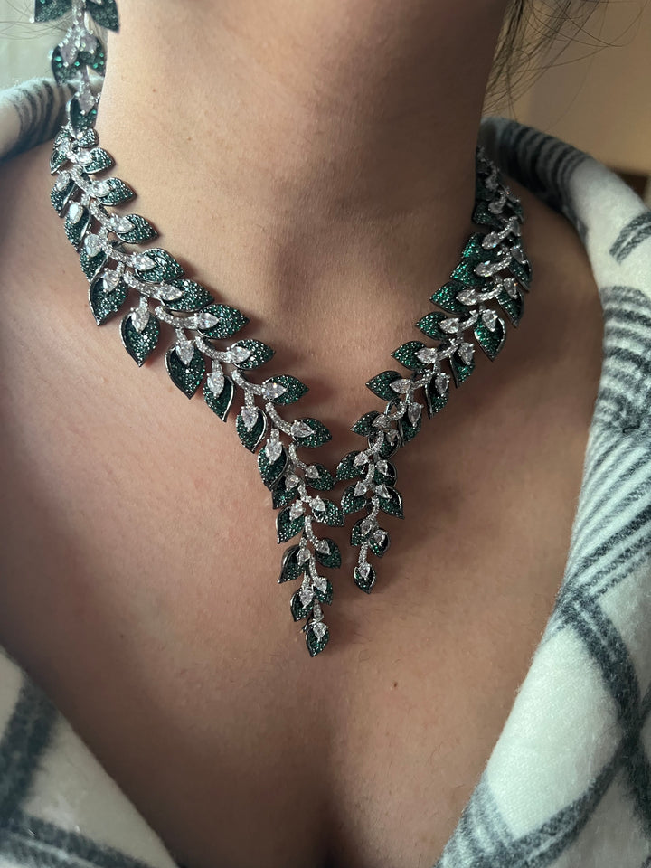 Elegant Designer Leaf Necklace Set | SHIVKA | Brass, Copper & Silver | Perfect for Destination Weddings