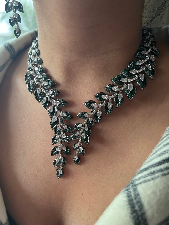 Elegant Designer Leaf Necklace Set | SHIVKA | Brass, Copper & Silver | Perfect for Destination Weddings