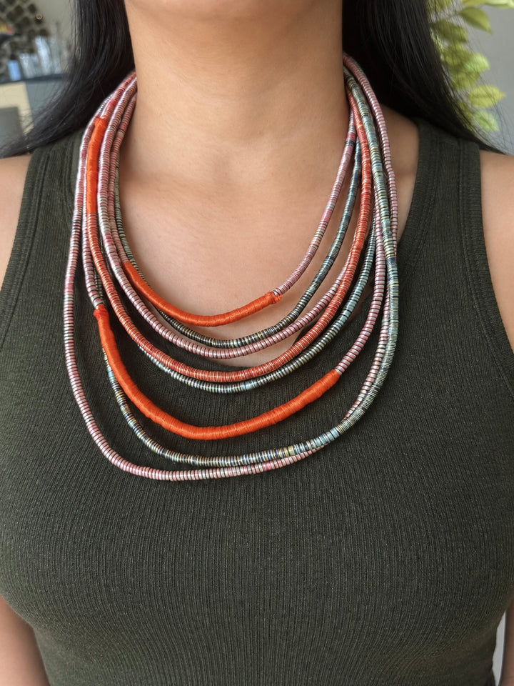 Multilayered Multicolored Thread Necklace
