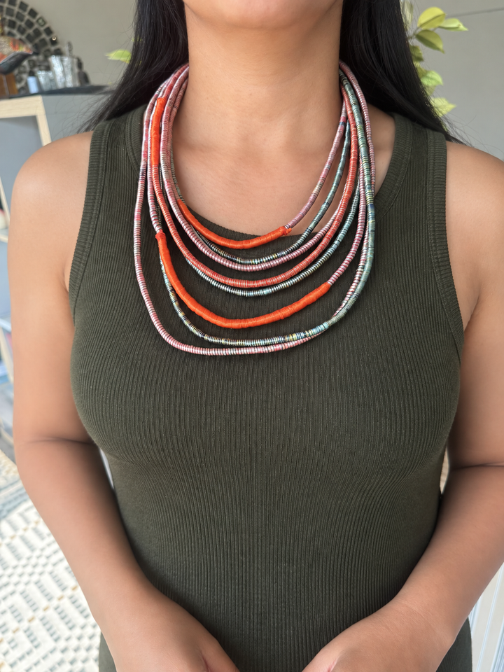 Multilayered Multicolored Thread Necklace