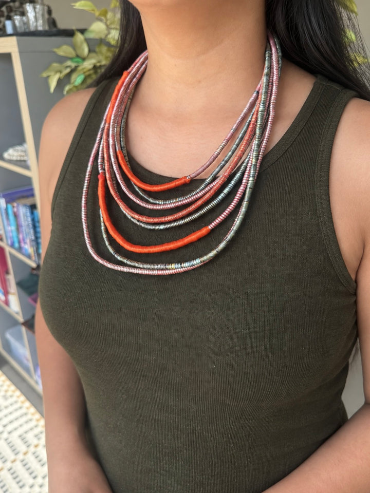 Multilayered Multicolored Thread Necklace