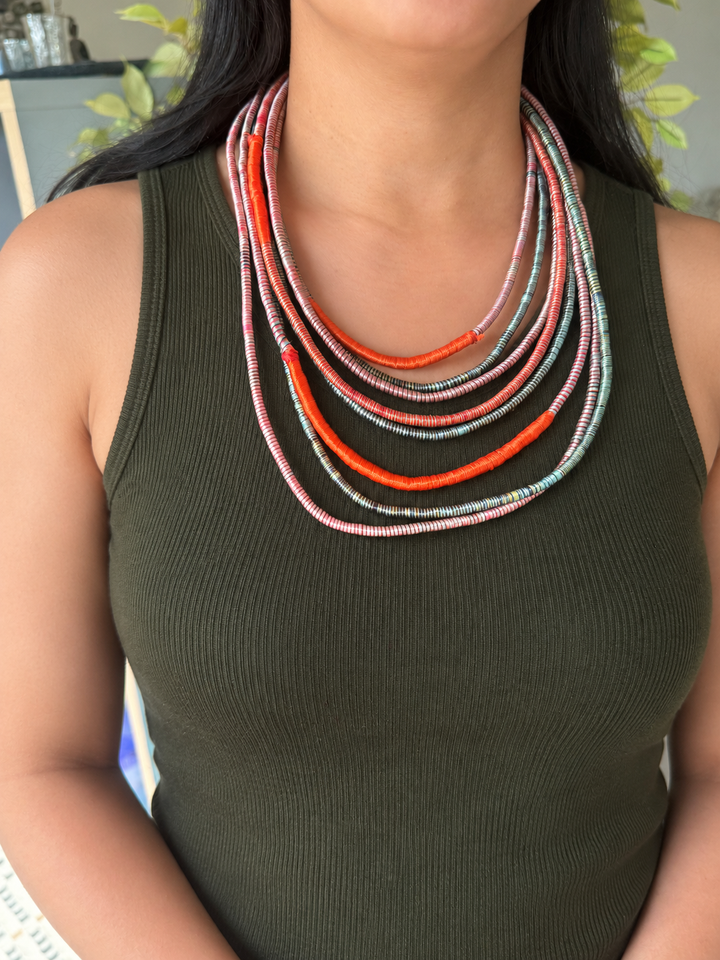 Multilayered Multicolored Thread Necklace