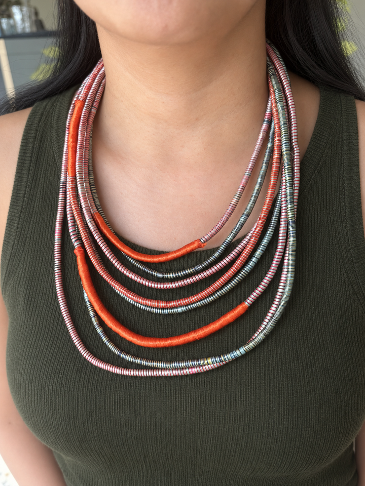 Multilayered Multicolored Thread Necklace
