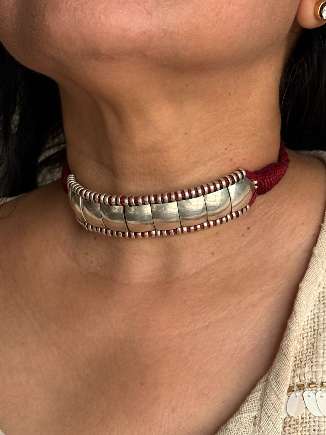 925 Silver Choker Necklace | Adjustable Dori | SHIVKA