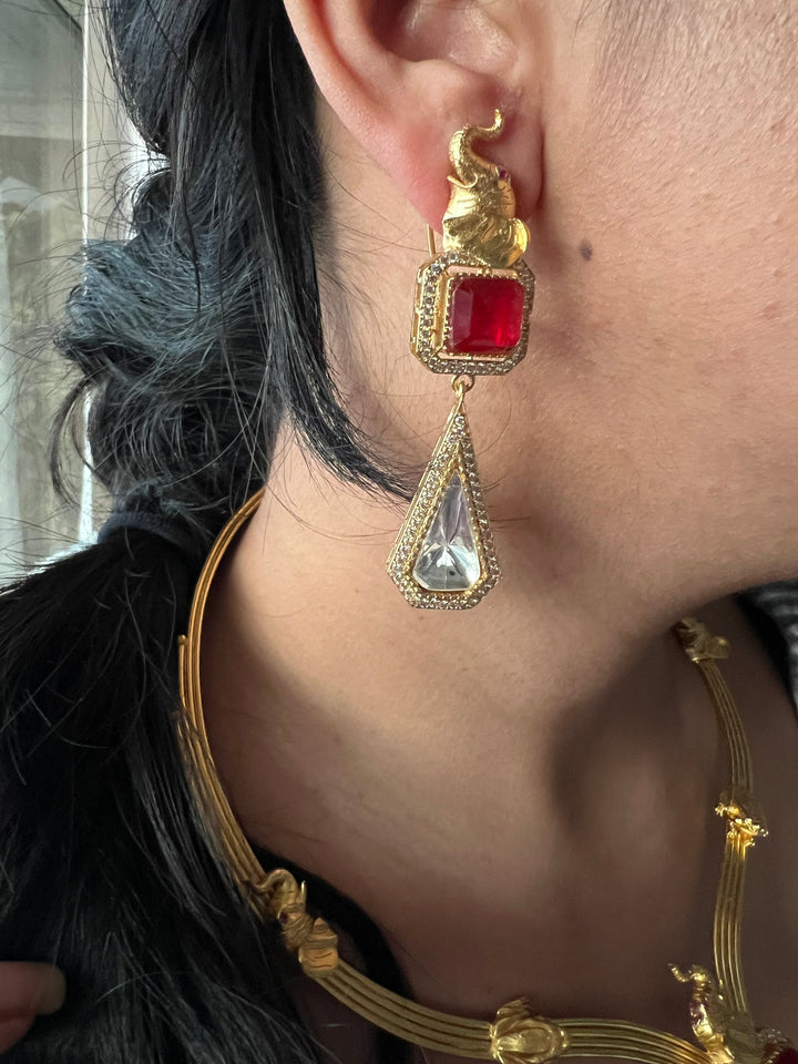 Elegant Animal Figurine Designer Necklace Set | SHIVKA | Brass, Copper & Silver | Perfect for Destination Weddings