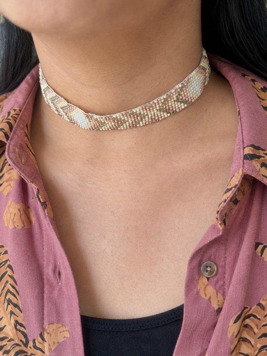 Aztec Pattern Beaded Choker Necklace