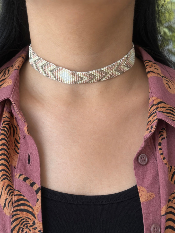 Aztec Pattern Beaded Choker Necklace