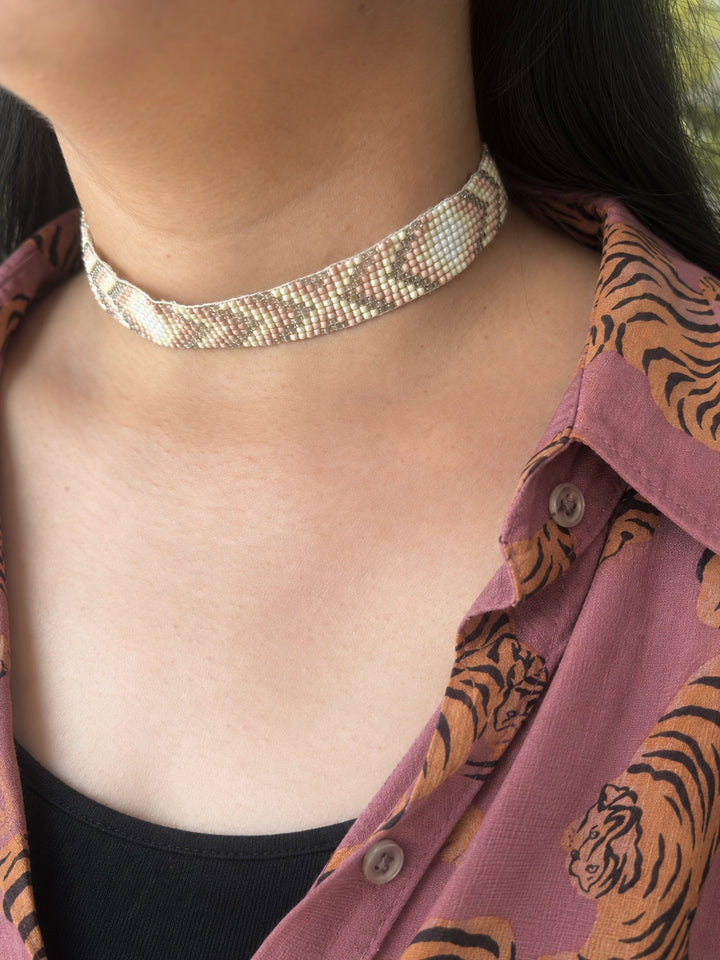 Aztec Pattern Beaded Choker Necklace