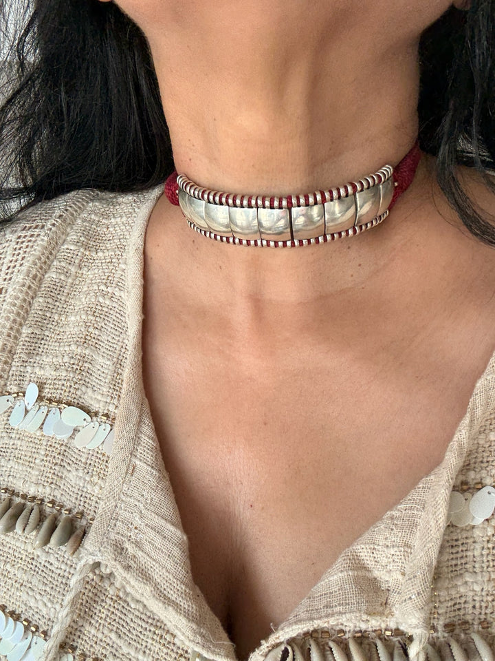 925 Silver Choker Necklace | Adjustable Dori | SHIVKA