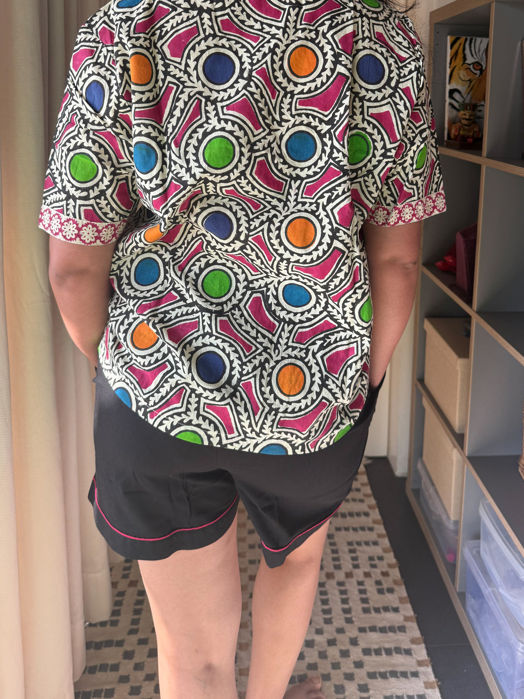Designer Indian Print Cotton Night Suit - (Shirt and Shorts) Set of Two