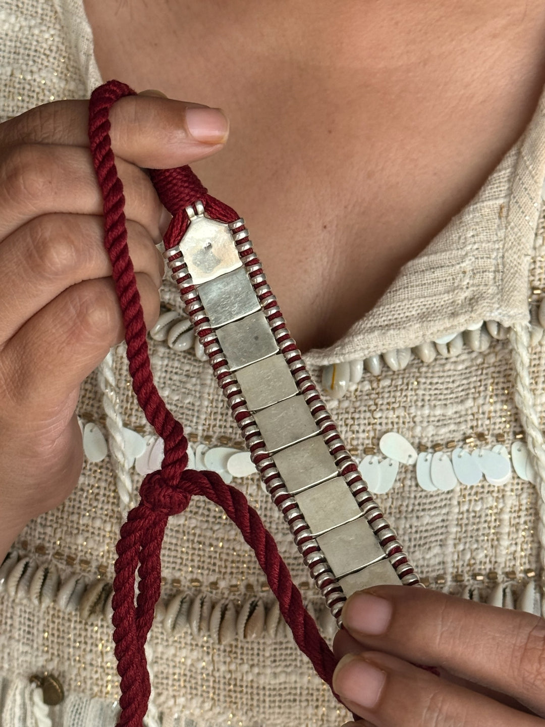 925 Silver Choker Necklace | Adjustable Dori | SHIVKA