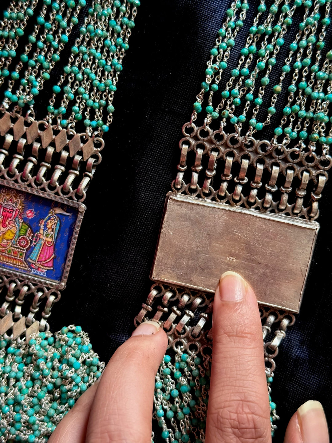 Handmade 925 Silver Turquoise Beads Necklace | SHIVKA