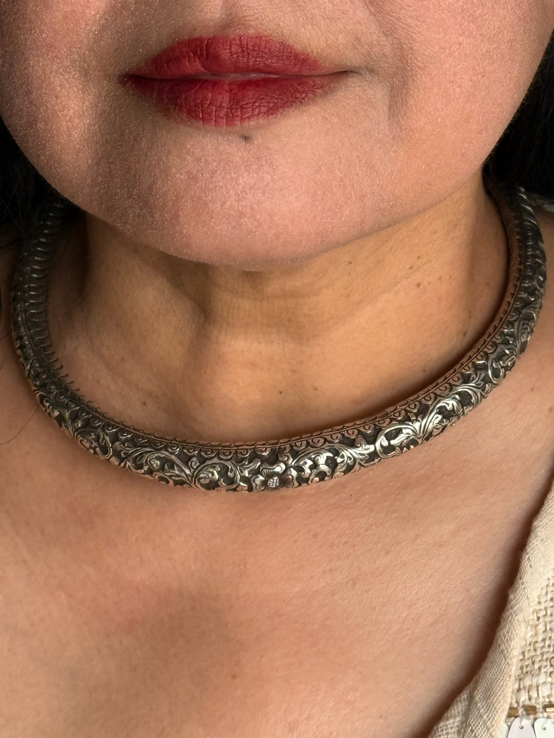 Tribal 925 Silver Hasli Necklace | SHIVKA Boho Jewelry