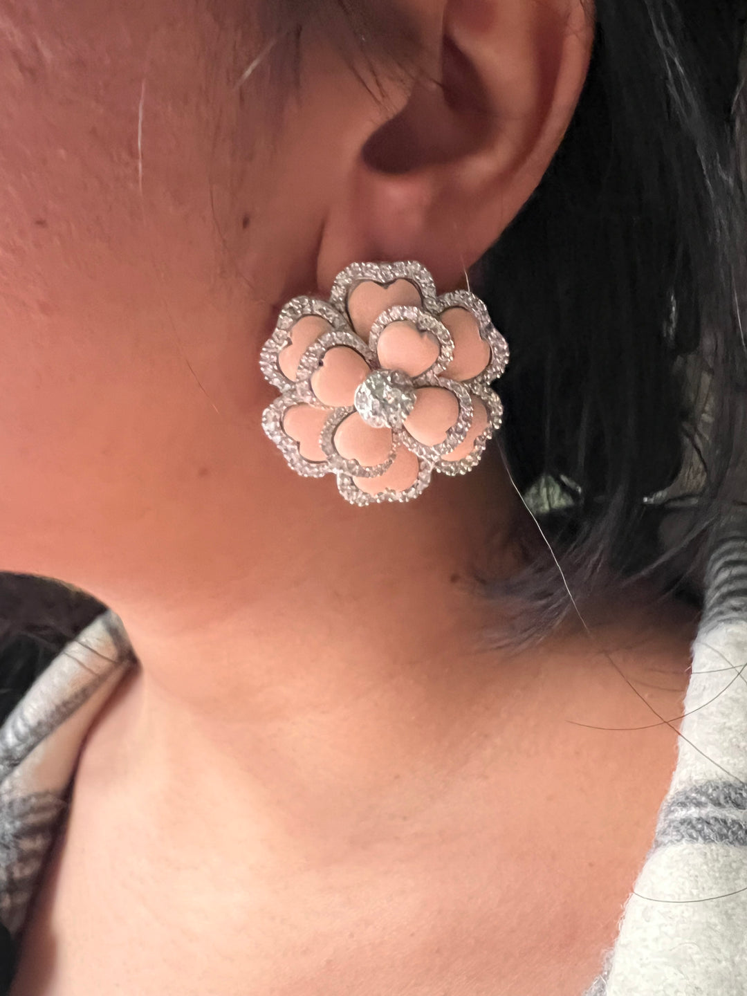 Elegant Designer Coral Stud Earrings | Brass & Stone Embellishments (Copy)