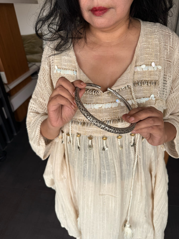 Tribal 925 Silver Hasli Necklace | SHIVKA Boho Jewelry