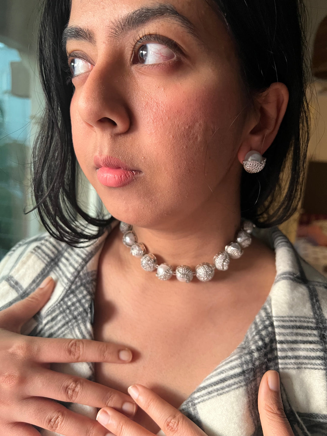 Elegant Designer Choker Necklace Set | SHIVKA | Brass, Copper & Silver | Perfect for Destination Weddings