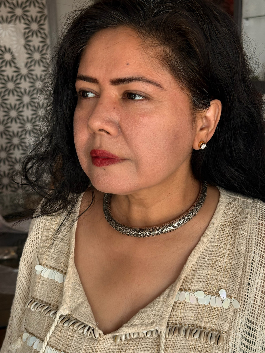 Tribal 925 Silver Hasli Necklace | SHIVKA Boho Jewelry