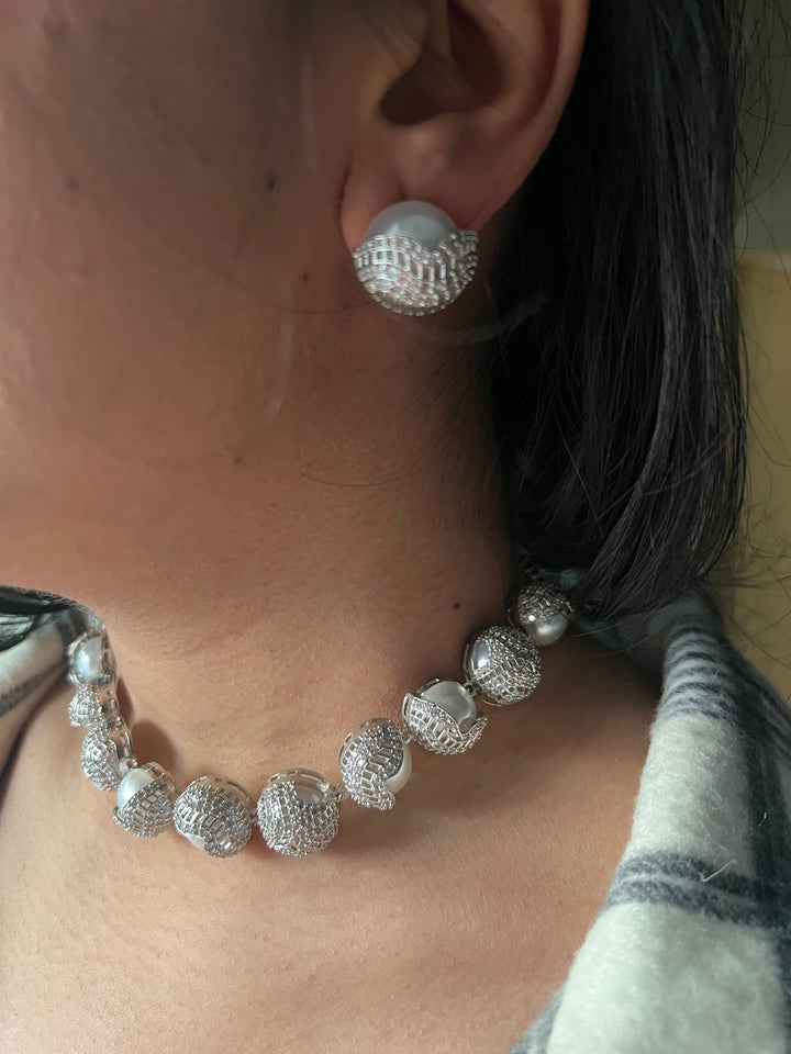 Elegant Designer Choker Necklace Set | SHIVKA | Brass, Copper & Silver | Perfect for Destination Weddings